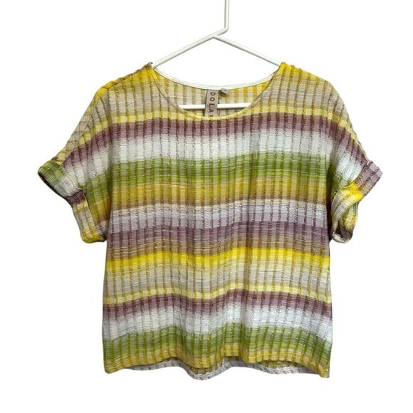 Anthropologie Dolan Multicolor Rainbow Knit Blouse, M - Picture 2 of 10